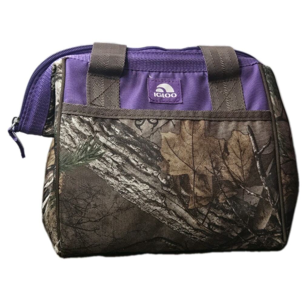 IGLOO Purple & Camo Insulated Lunch Tote | Zip Top | Dual Handles
